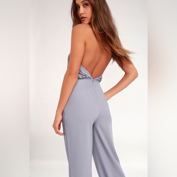 Lulus moment for life lavender sleeveless halter neck wide leg jumpsuit sz XS - Picture 4 of 13